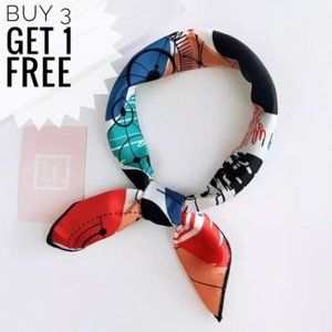 Multi-Colored Silky Square Neck Scarves